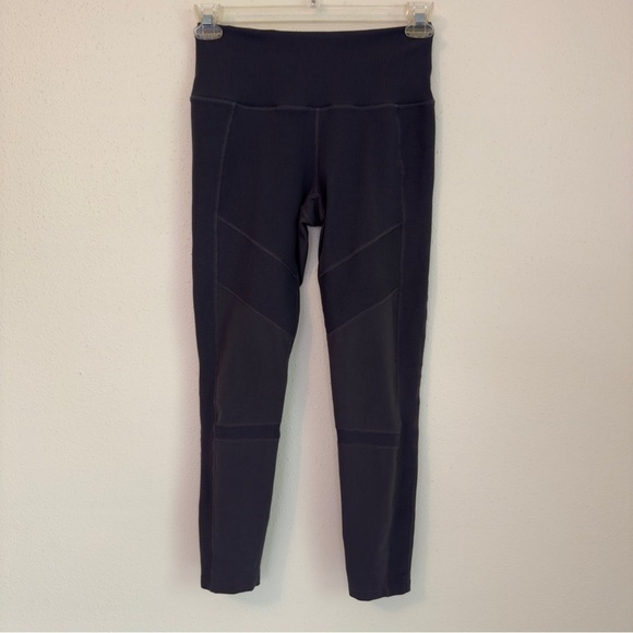 Zella Pants - Zella moto ribbed high waist ankle leggings charcoal gray mini pocket size M